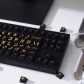 Black Gold Big Letters Pixel 104+25 Full PBT Dye-subbed Keycaps Set for Cherry MX Mechanical Gaming Keyboard